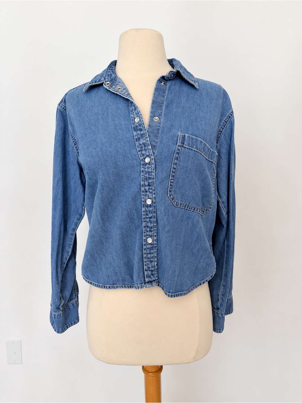 Veronica Beard Medium Blue Denim Button-Front Shirt